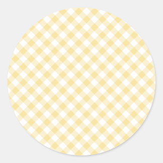 Sticker Rond Retro Gingham Canary Yellow