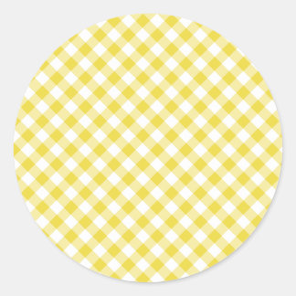 Sticker Rond Retro Gingham Golden Yellow