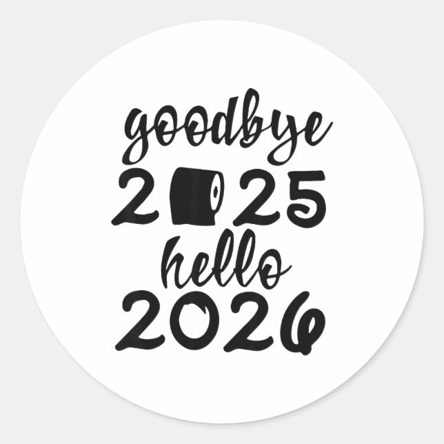 Sticker Rond Retro Goodbye 2025 Hello 2026 Happy New Year Party (Devant)
