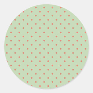 Sticker Rond Retro Green et Melon Polka Dot