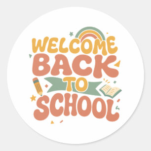 Sticker Rond Retro Groovy Bienvenue à l'école