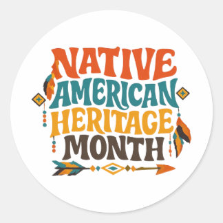 Sticker Rond Retro Groovy Native American Heritage Month