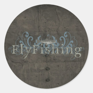 Sticker Rond Retro Grunge Fly Fishing