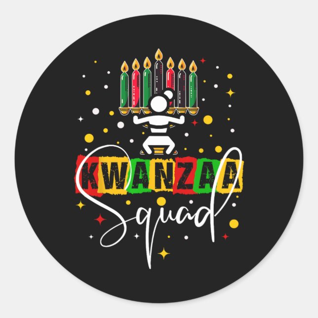 Sticker Rond Retro Happy Kwanza Christmas African American Cand (Devant)