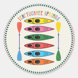 Sticker Rond Retro Ichetucknee Springs Kayak