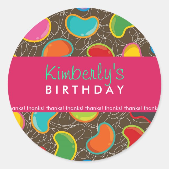 Sticker Rond Retro Jellybean Pop Sweet Candy Whimsical Annivers (Devant)