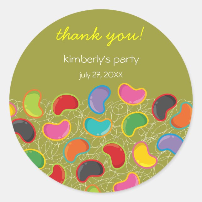 Sticker Rond Retro Jellybean Pop Sweet Candy Whimsical Annivers (Devant)