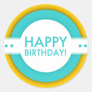 Sticker Rond rétro joyeux anniversaire