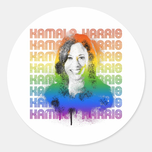 Sticker Rond Retro Kamala Harris Pride (Devant)