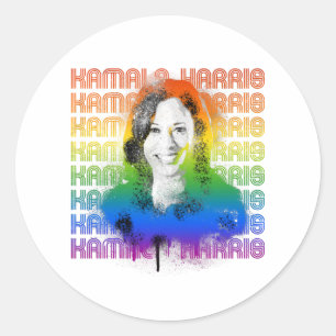 Sticker Rond Retro Kamala Harris Pride