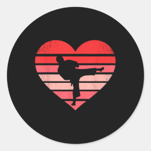 Sticker Rond Retro Karate Judo Heart Valentine Martial Art Boys