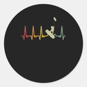 Sticker Rond Rétro kitesurfer hearbeat vagues kiteboard
