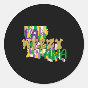 Sticker Rond Retro La Weezy Ana Happy Mardi Gras Louisiane Nouv