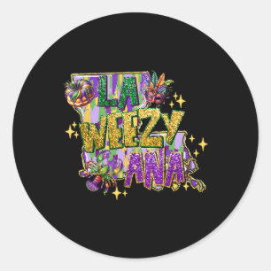 Sticker Rond Retro La Weezy Louisiane Carte Mardi Gras New Orle