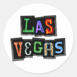 Sticker Rond Retro Las Vegas Neon