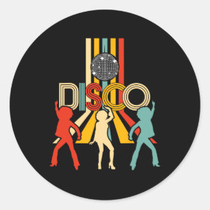 Sticker Rond Retro les années 70 Dons Disco Danser Vintage Disc