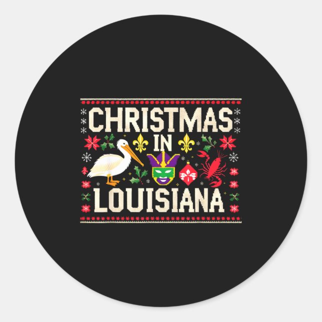 Sticker Rond Retro Louisiana Christmas Carnival Mardi Gras Holi (Devant)