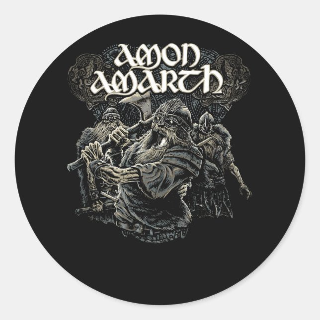 Sticker Rond Retro Love Rock Amon Amarth Fan Art Design (Devant)