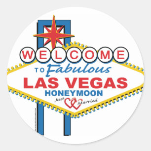 Sticker Rond Rétro lune de miel de Las Vegas