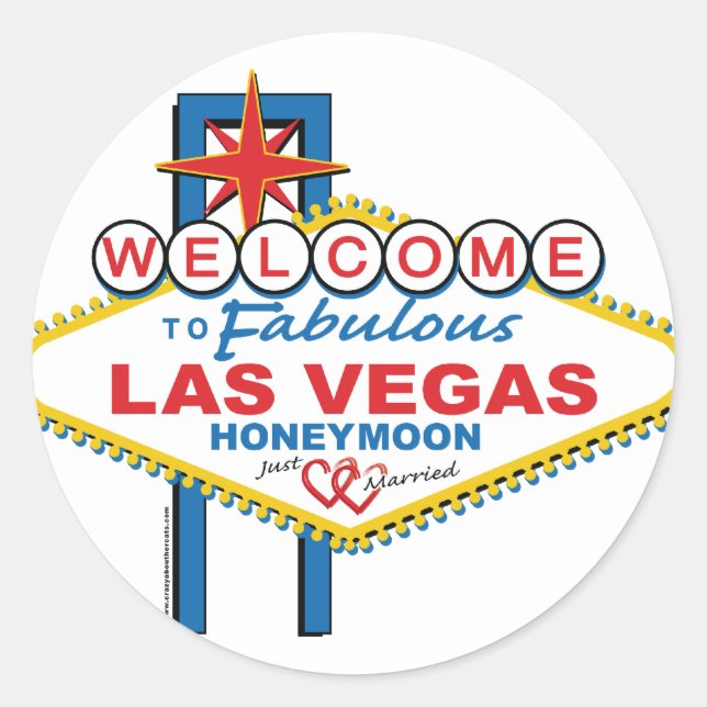 Sticker Rond Rétro lune de miel de Las Vegas (Devant)