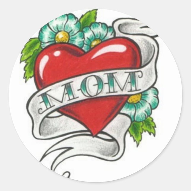 Sticker Rond Retro Maman Tattoo (Devant)