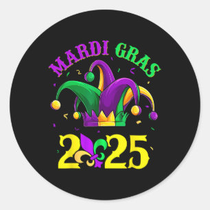 Sticker Rond Retro Mardi Gras 2025 Louisiane Parade Costume Wom