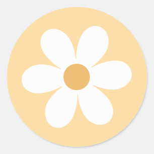 Sticker Rond Rétro marguerite jaune bohème