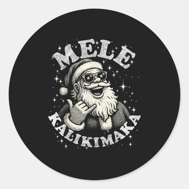 Sticker Rond Retro Mele Kalikimaka Hawaiian Christmas Party San (Devant)