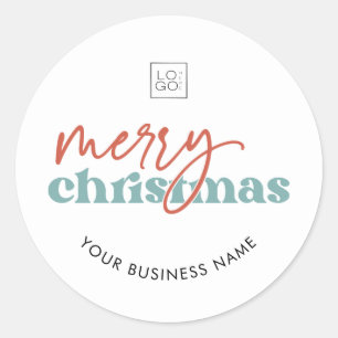 Sticker Rond Retro Merry Christmas Custom Business Company Logo