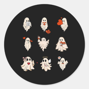 Sticker Rond Rétro Mignonne Fantôme Valentines Journée Femmes H
