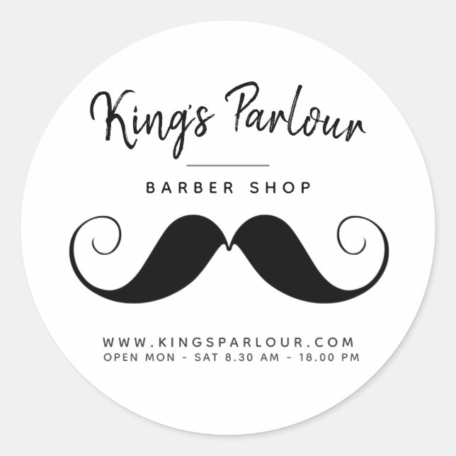 Sticker Rond Retro Mustache - Barber Shop (Devant)