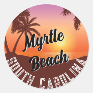 Sticker Rond Retro Myrtle Beach Vibes : Souvenir Vintage des an