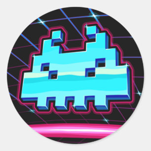 Sticker Rond Retro Neon