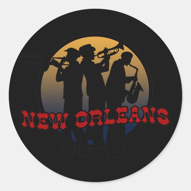 Sticker Rond Retro New Orleans Jazz (Devant)
