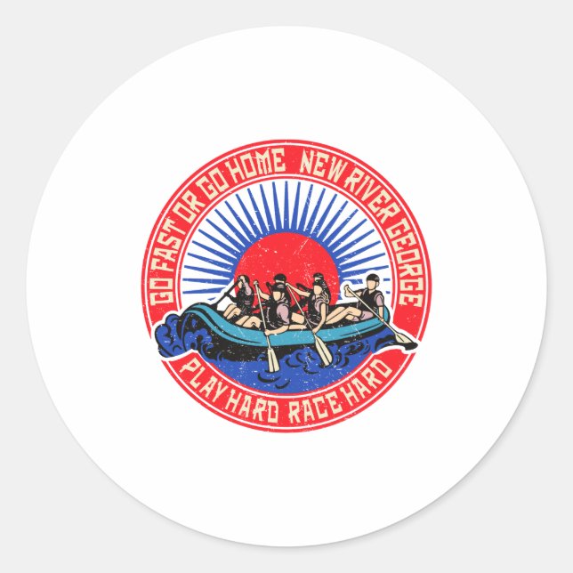 Sticker Rond Retro New River George Rafting _1  (Devant)