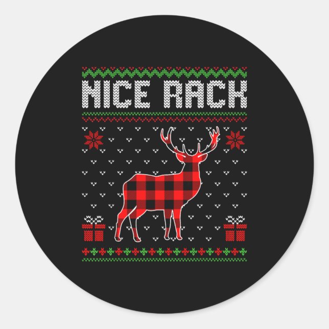Sticker Rond Retro Nice Rack Ugly Christmas Sweater Couples Mat (Devant)