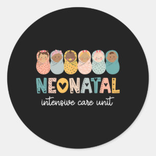 Sticker Rond Retro Nicu Nurse Shirt Neonatal Intenatal Care Uni