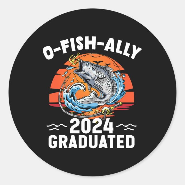 Sticker Rond Retro O-fish-ally 2024 Diplômé supérieur (Devant)