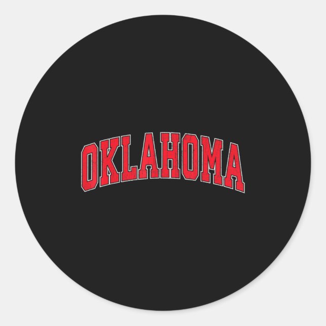 Sticker Rond Retro Oklahoma Ok For Men Women Boys Girls Kids  (Devant)