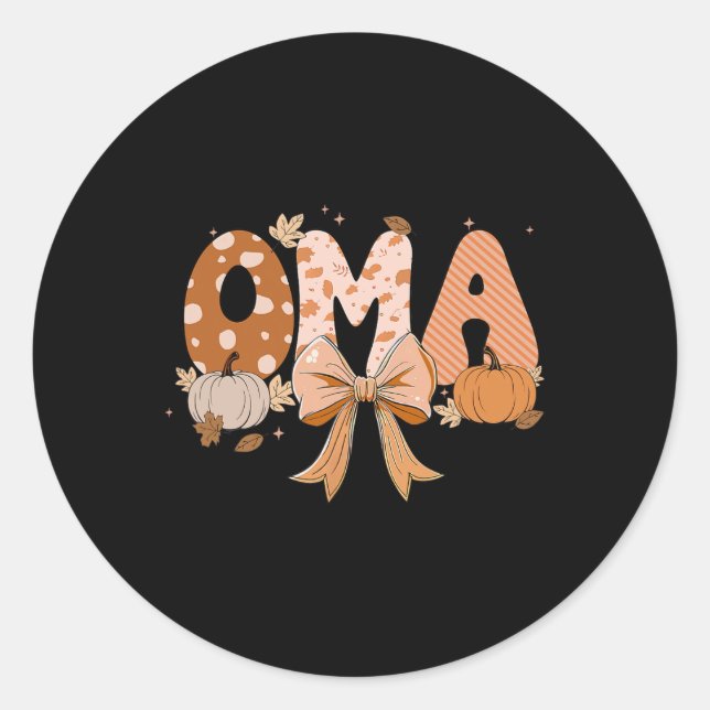 Sticker Rond Retro Oma Coquette Bows Leopard Automne Thankgivin (Devant)