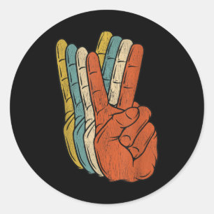 Sticker Rond Retro Paix Vintage 60's 70's Hippie