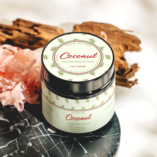 Sticker Rond Retro Palm Feuilles Retro Circle Cosmétiques Étiqu (Créateur téléchargé)