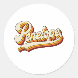 Sticker Rond Retro Penelope Name 70s Vintage Design