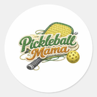 Sticker Rond Retro Pickleball Maman Fête des Mères