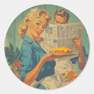 Sticker Rond Retro Pie et Charme de Papier