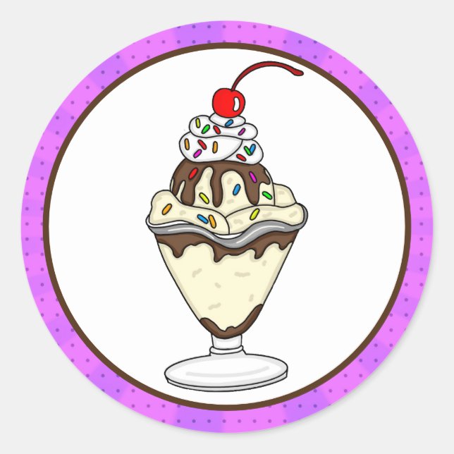 Sticker Rond Retro Pop Art Chocolate Crème de glace Sundae (Devant)