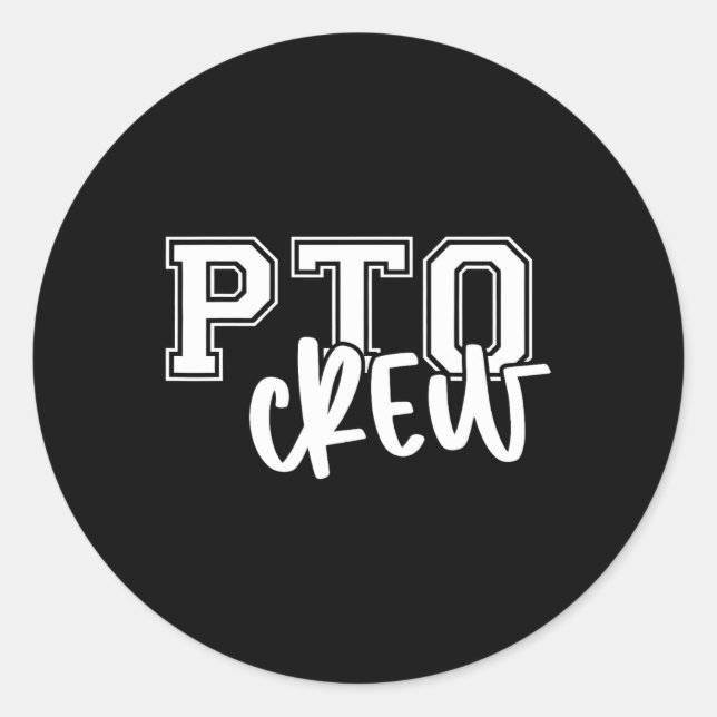 Sticker Rond Retro Pto Crew Parent Teacher Organization Back To (Devant)