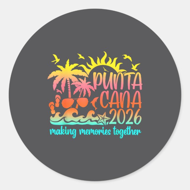 Sticker Rond Retro Punta Vacation Cana Making Memories Together (Devant)