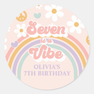 Sticker Rond Retro Rainbow Seven est une Vibe 7e anniversaire