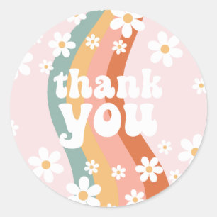 Sticker Rond Retro Rainbow Super One Daisy